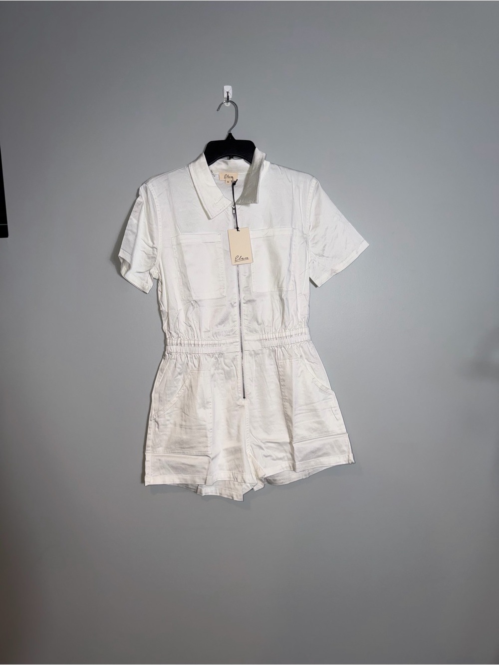 Elan White Short Sleeve Womens Romper
